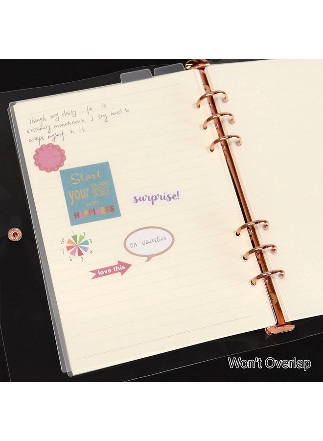 مالتي باي فواصل مجلد A5 مع علامات تبويب عمودية وملصقات لاصقة 6 حلقات A5 فواصل مؤشر بلاستيكية شفافة مجموعة من 5 (مجموعة واحدة من علامات التبويب الرأسية + ملصقات علامات التبويب) - Image 5