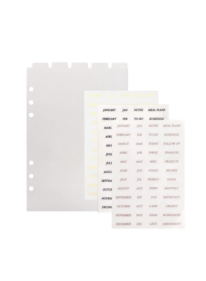 مالتي باي فواصل مجلد A5 مع علامات تبويب عمودية وملصقات لاصقة 6 حلقات A5 فواصل مؤشر بلاستيكية شفافة مجموعة من 5 (مجموعة واحدة من علامات التبويب الرأسية + ملصقات علامات التبويب) - Image 1