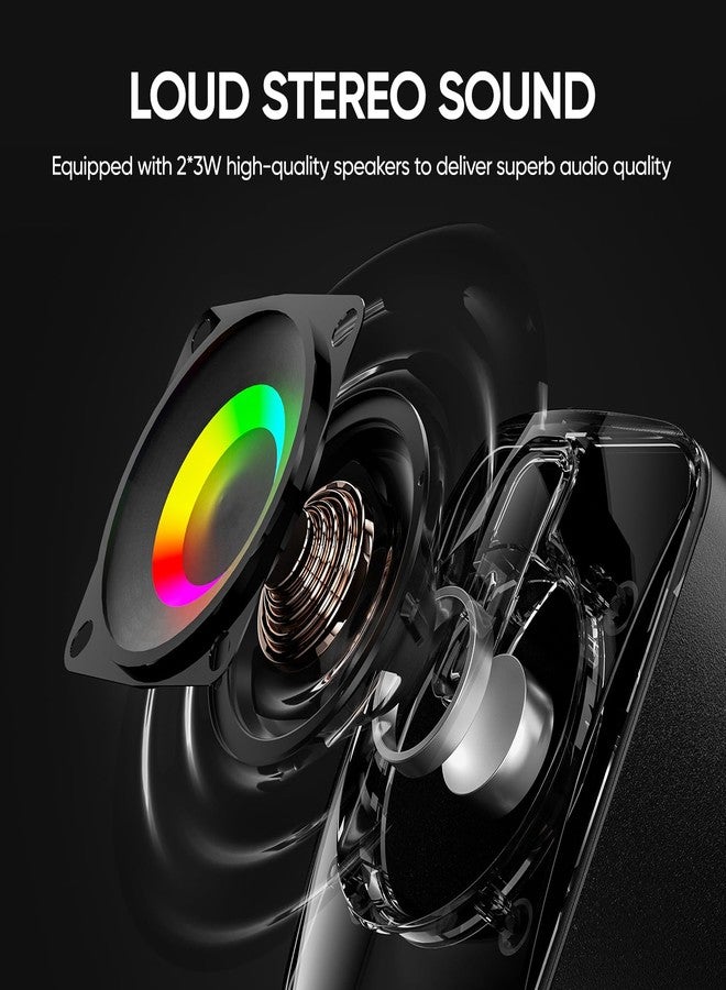 MELOGAGA RGB Computer Speakers, USB-Powered PC Speakers with 7-Color LED Backlight, 3.5mm Aux Compact Soundbar for Desktop, Laptop, Tablet - Crisp Audio & Space-Saving Design - Image 2
