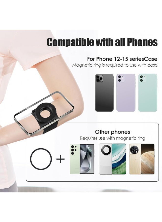 Running Phone Holder for iPhone, Magnetic Wrist Phone Holder, Armband Cell Phone Holder, Magnetic Phone Holder, Compatible with iPhone 16 15 14 13 12 Pro Max Plus Mini - Image 4