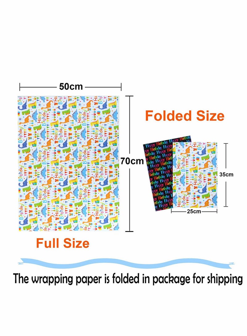 KASTWAVE Gift Wrapping Paper, Recyclable Premium Gift Wrapping Paper Birthday Wrap Paper, Birthday Wrap Paper with Tags Ribbons Sticker Double for Birthday, Bridal Baby Shower, Graduations, Boy, Girl - Image 2