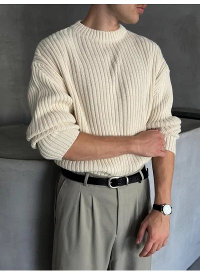 HYMAN Men's Ribbed Knit Oversize Sweater