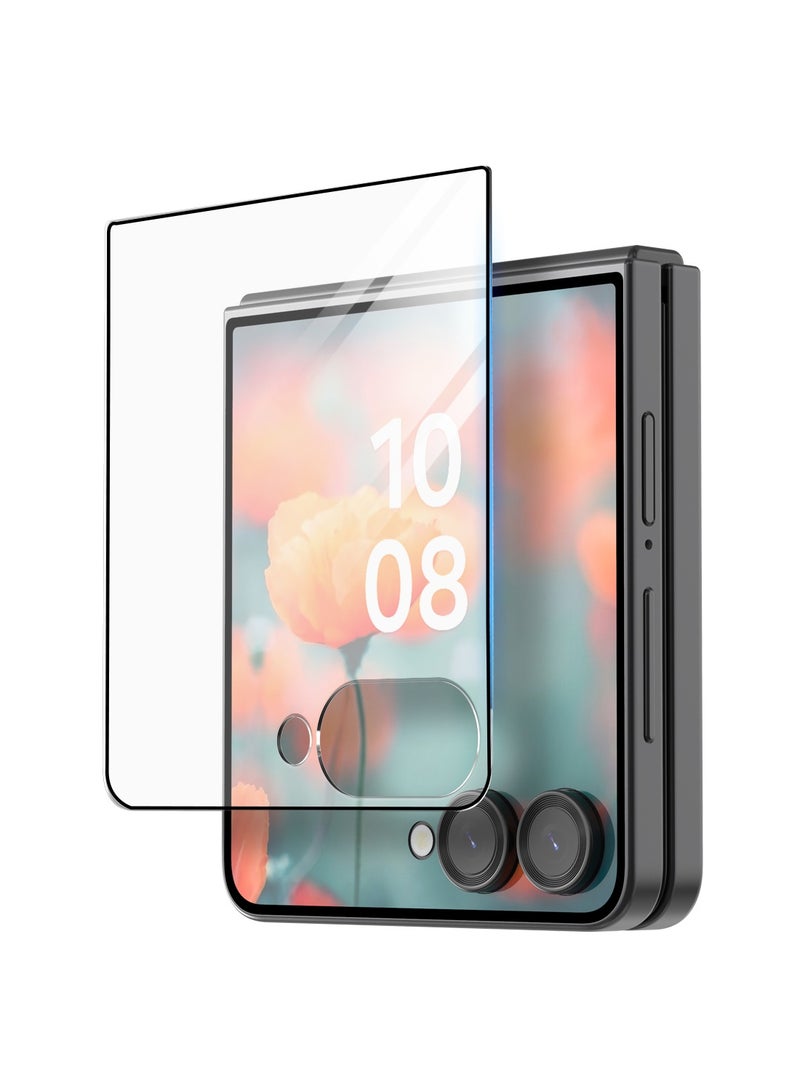 دبليو تيك حامية شاشة كاملة الغراء من زجاج مقاوم للصدمات لجهاز سامسونج جالاكسي زد فليب 7 5G سلسلة بريميوم E2E 2025 (MSGECN) - شفافة/أسود - Image 1