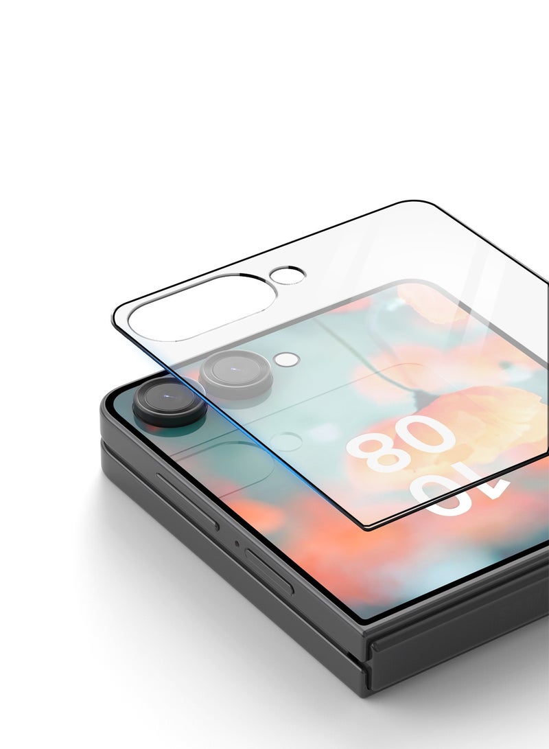 دبليو تيك حامية شاشة كاملة الغراء من زجاج مقاوم للصدمات لجهاز سامسونج جالاكسي زد فليب 7 5G سلسلة بريميوم E2E 2025 (MSGECN) - شفافة/أسود - Image 2