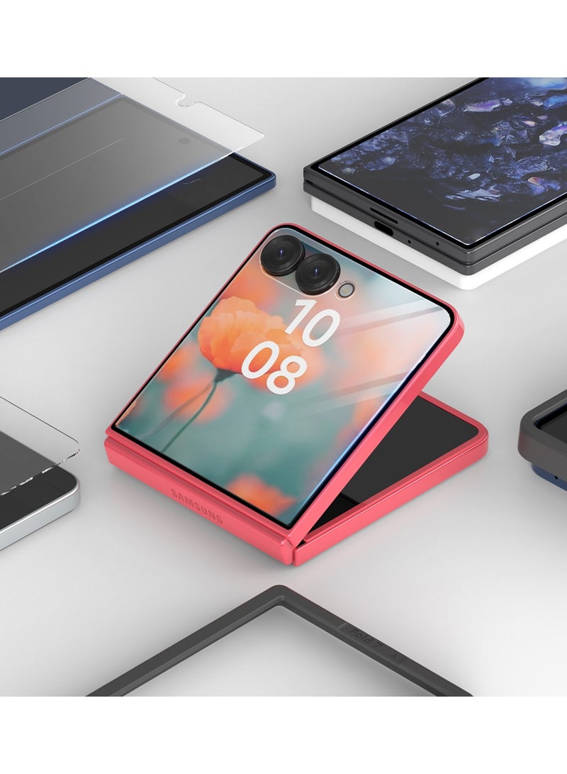 دبليو تيك حامية شاشة كاملة الغراء من زجاج مقاوم للصدمات لجهاز سامسونج جالاكسي زد فليب 7 5G سلسلة بريميوم E2E 2025 (MSGECN) - شفافة/أسود - Image 3