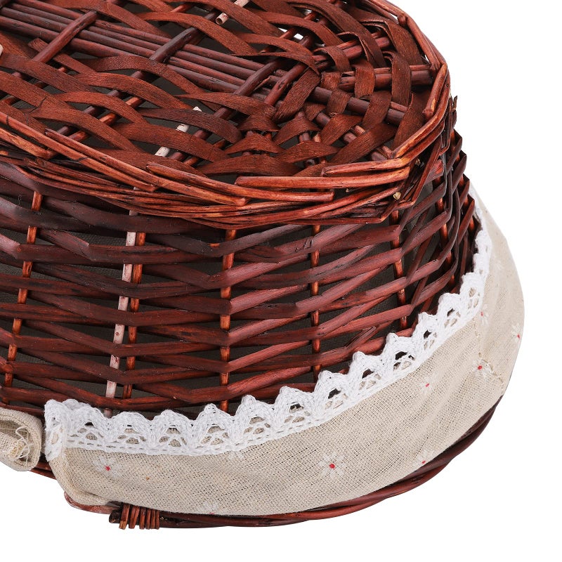 Dicunoy Wicker Basket with Handle, Picnic Baskets with Liner, Empty Gift Gardening Baskets for Harvesting, Willow Organizer Storage Basket for Fruit, Candy, Wine, Gathering, Wedding - Image 4
