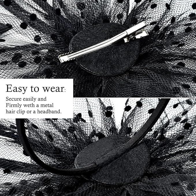 S SMITEX Fascinators for Women Black - Image 5