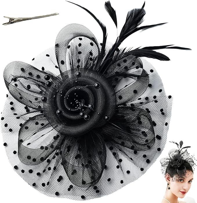 S SMITEX Fascinators for Women Black - Image 2