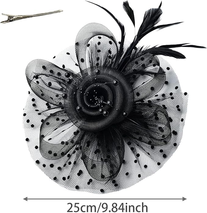 S SMITEX Fascinators for Women Black - Image 3