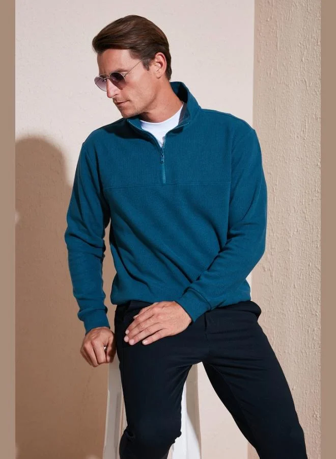 Buratti Buratti Cotton Regular Fit Half Zipper Stand Collar Sweater Men's SWEATER 456112