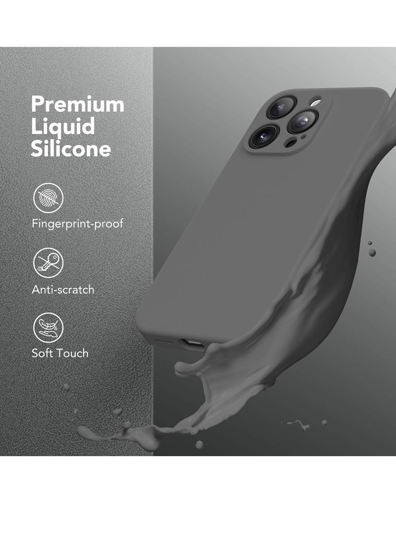 ELTRAZONE iPhone 15 Pro Max Case Silicone, Compatible with MagSafe, [Camera Protection][2X Screen Protectors] Slim Shockproof Protective Phone Case, Soft Anti-Scratch Microfiber Lining, Dark Gray - Image 2