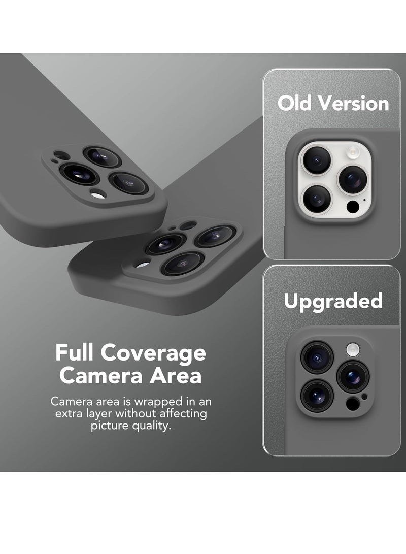 ELTRAZONE iPhone 15 Pro Max Case Silicone, Compatible with MagSafe, [Camera Protection][2X Screen Protectors] Slim Shockproof Protective Phone Case, Soft Anti-Scratch Microfiber Lining, Dark Gray - Image 3