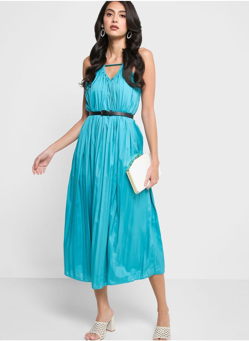 ELLA - Strappy Pleated Dress - Image 1