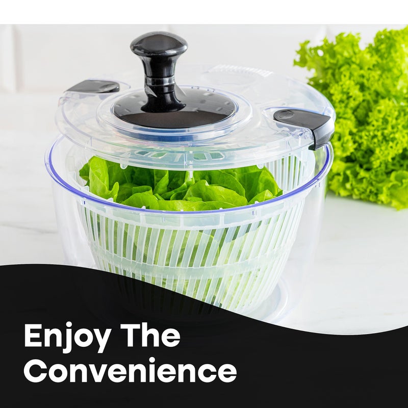 Joined Large Salad Spinner with Drain, Bowl, and Colander - Quick and Easy Multi-Use Lettuce Spinner, Vegetable Dryer, Fruit Washer, Pasta and Fries Spinner - 5.28 Qt - Image 5