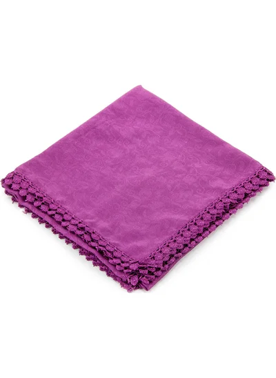 İhvan Ikhvan Scalloped Patterned Square Scarf Fuchsia