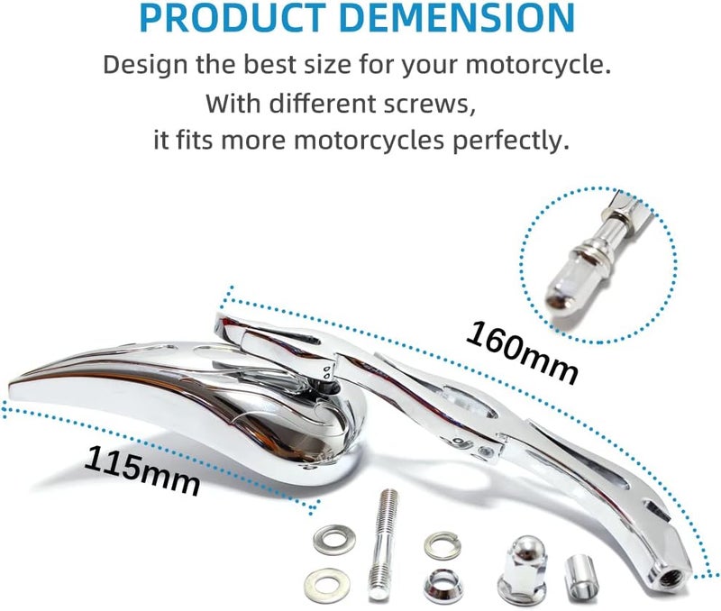 DREAMIZER Chrome Teardrop Rear View Mirrors for Harley Motorcycles - Image 3