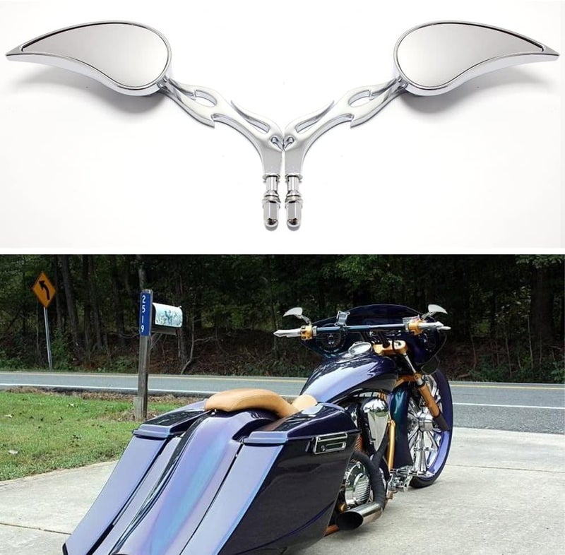 DREAMIZER Chrome Teardrop Rear View Mirrors for Harley Motorcycles - Image 2