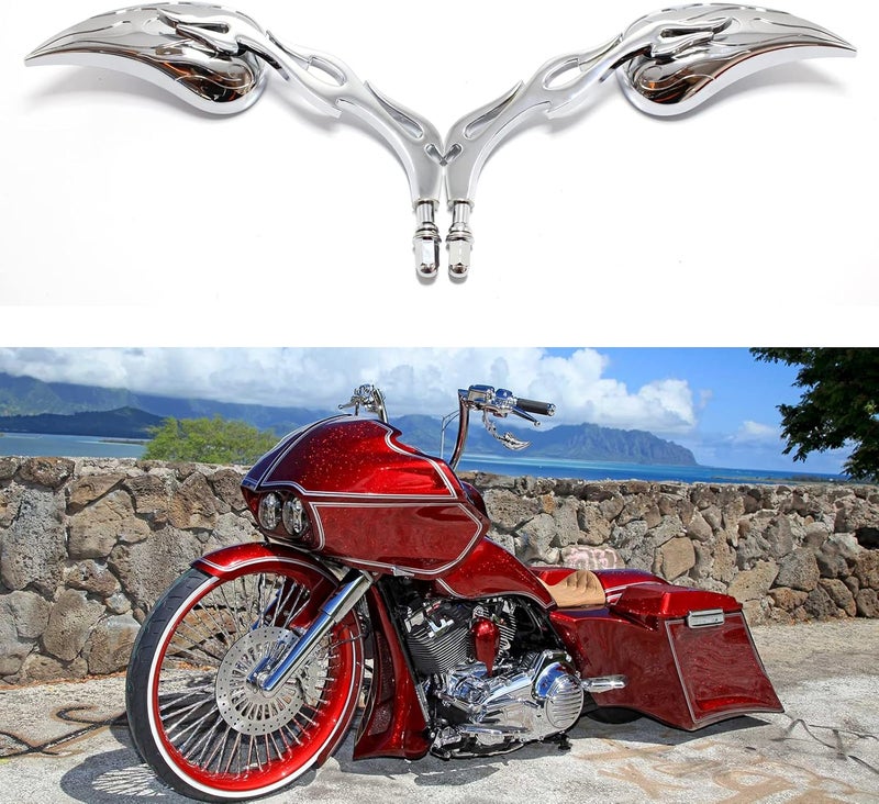 DREAMIZER Chrome Teardrop Rear View Mirrors for Harley Motorcycles - Image 1