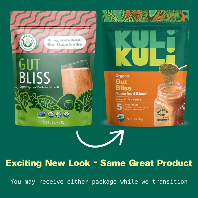 Kuli Kuli Gut Bliss Superfood Powder [6 oz] - Powerful Blend of Organic Moringa, Baobab, Lucuma, Ginger and Lemon Balm - Promote Digestion, Soothe the Stomach and Boost Gut Health - Image 2