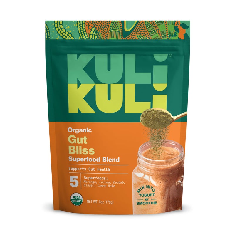 Kuli Kuli Gut Bliss Superfood Powder [6 oz] - Powerful Blend of Organic Moringa, Baobab, Lucuma, Ginger and Lemon Balm - Promote Digestion, Soothe the Stomach and Boost Gut Health - Image 1