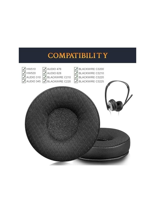 erorex 60Mm Ear Pads Replacement For Plantronics Hw510 Hw520 Audio 310 345 476 628 Earpads For Poly Blackwire C210 C220 C3200 C3210 C3220 C3225 Cushions With Durable Mesh Fabric Comfort Foam  - Image 2