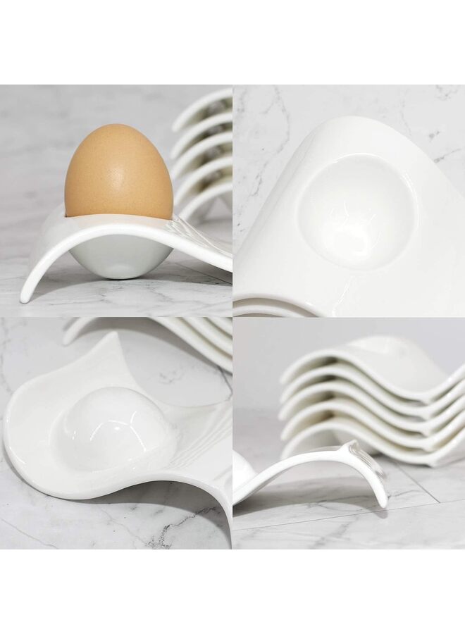 6pcs Egg Cups for Soft Boiled Eggs, Ceramic Egg Cup, Soft Boiled Egg Holder for Decor/Breakfast/Brunch  - Image 3