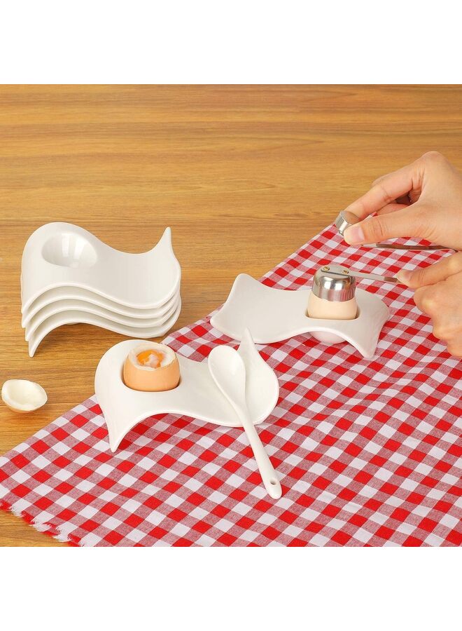 6pcs Egg Cups for Soft Boiled Eggs, Ceramic Egg Cup, Soft Boiled Egg Holder for Decor/Breakfast/Brunch  - Image 5