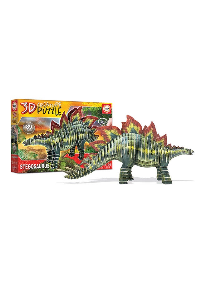 EDUCA 3D Puzzle Stegosaurus Creature 89 Pieces Puzzle. Assemble your own 3D Puzzle Dinosaur from 5 6 7 8 years (19184) - Image 1
