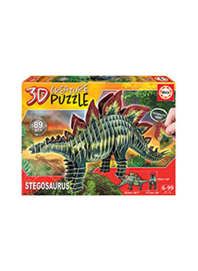 EDUCA 3D Puzzle Stegosaurus Creature 89 Pieces Puzzle. Assemble your own 3D Puzzle Dinosaur from 5 6 7 8 years (19184) - Image 2