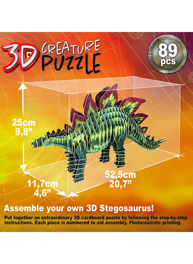 EDUCA 3D Puzzle Stegosaurus Creature 89 Pieces Puzzle. Assemble your own 3D Puzzle Dinosaur from 5 6 7 8 years (19184) - Image 4
