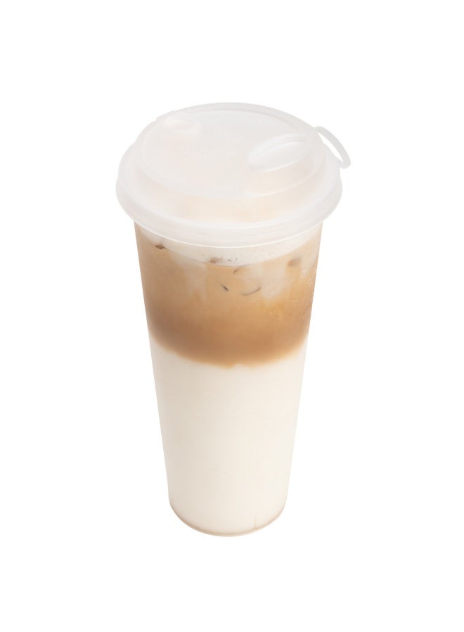 Restaurantware LIDS ONLY: Bev Tek Lids For 12-, 16-, 24-OZ Coffee Cups, 500 Leakproof Beverage Lids - 2-In-1 Design, Attached Stoppers, Clear Plastic Disposable Lids, Cups Sold Separately - Image 2