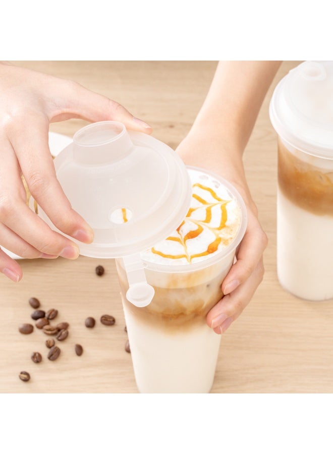 Restaurantware LIDS ONLY: Bev Tek Lids For 12-, 16-, 24-OZ Coffee Cups, 500 Leakproof Beverage Lids - 2-In-1 Design, Attached Stoppers, Clear Plastic Disposable Lids, Cups Sold Separately - Image 5
