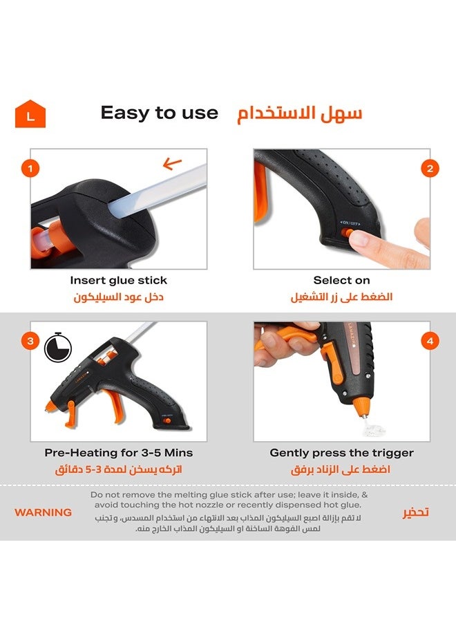 LAWAZIM Cordless Glue Gun -15W 3.7V Black - Hot Melt Glue Gun with 16 Glue Sticks (7.4x200mm) and USB Cable Battery Operated Glue Gun DIY Tool for Art Crafts Decorations  - Image 5