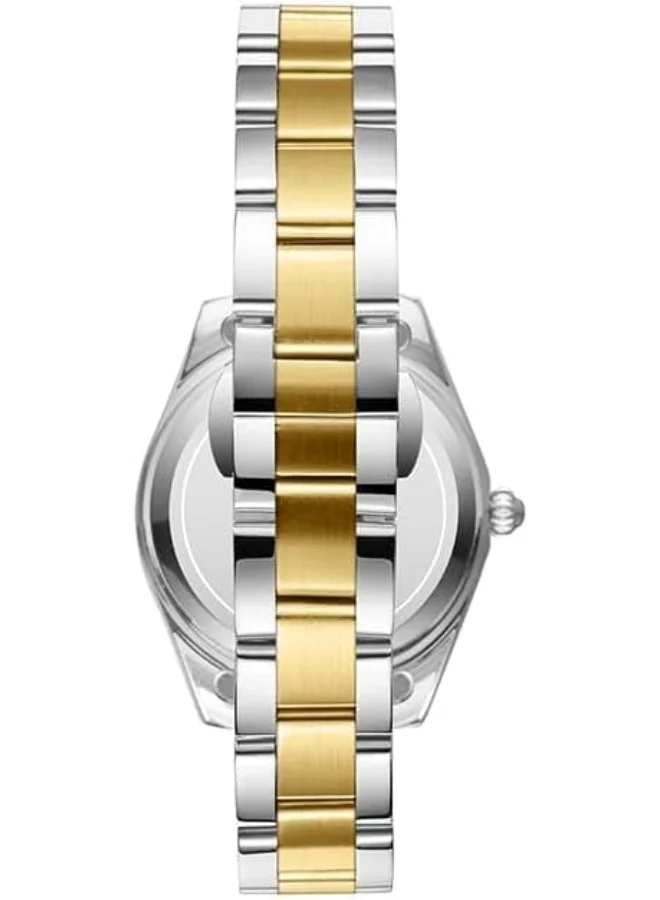 KENNETH SCOTT Kenneth Scott Women's SL28 Movement Watch, Analog Display and Solid Stainless Steel Strap - K23546-TBTG, Two Tone Gold