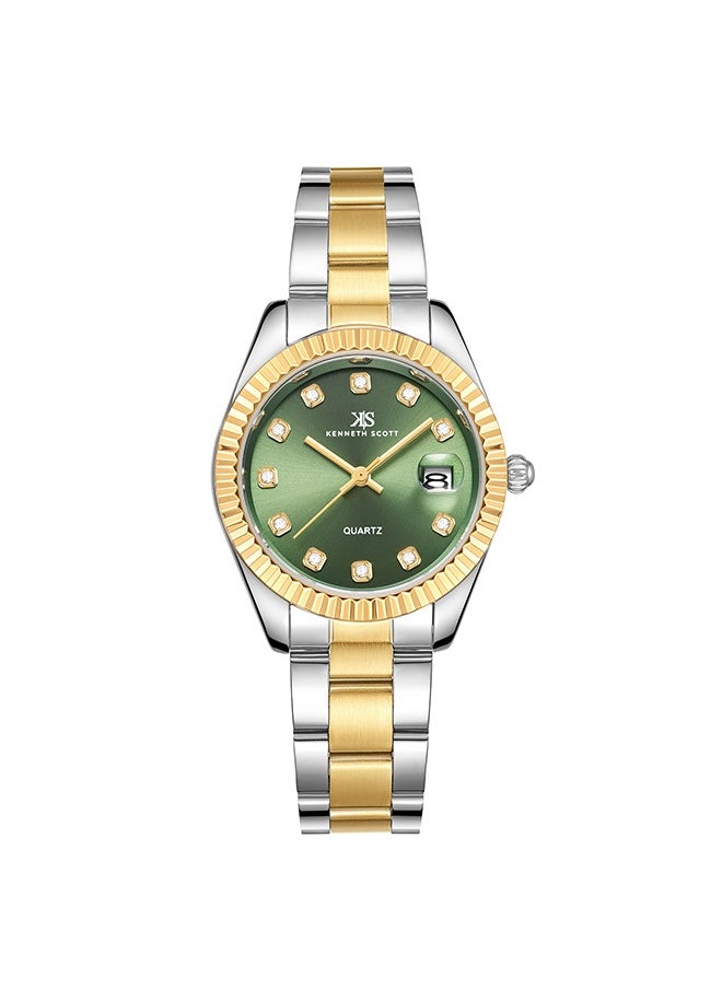 KENNETH SCOTT Kenneth Scott K23546-TBTG Women Analog Display Watch & Solid Stainless Steel Strap Two Tone Gold  - Image 1
