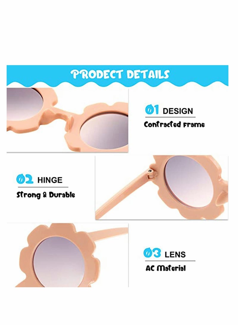 KASTWAVE Girls' Sunglasses, Round Flower Sunglasses Girls Flower Glasses   Outdoor Summer Beach Eyewear Pool Party Toys for Toddler Kids Boys Birthday Graduation Party Supplies 3 Pcs - Image 3