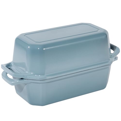 Flavehc Bread Pan Cast Iron Loaf Pan with Lid 9x5 Inch Bread Loaf Pan for Baking Bread Enameled Cast Iron Sourdough Bread Pan - Image 1