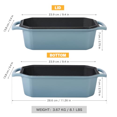 Flavehc Bread Pan Cast Iron Loaf Pan with Lid 9x5 Inch Bread Loaf Pan for Baking Bread Enameled Cast Iron Sourdough Bread Pan - Image 2
