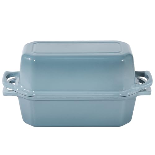Flavehc Bread Pan Cast Iron Loaf Pan with Lid 9x5 Inch Bread Loaf Pan for Baking Bread Enameled Cast Iron Sourdough Bread Pan - Image 4