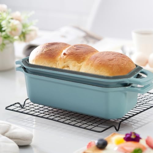 Flavehc Bread Pan Cast Iron Loaf Pan with Lid 9x5 Inch Bread Loaf Pan for Baking Bread Enameled Cast Iron Sourdough Bread Pan - Image 3