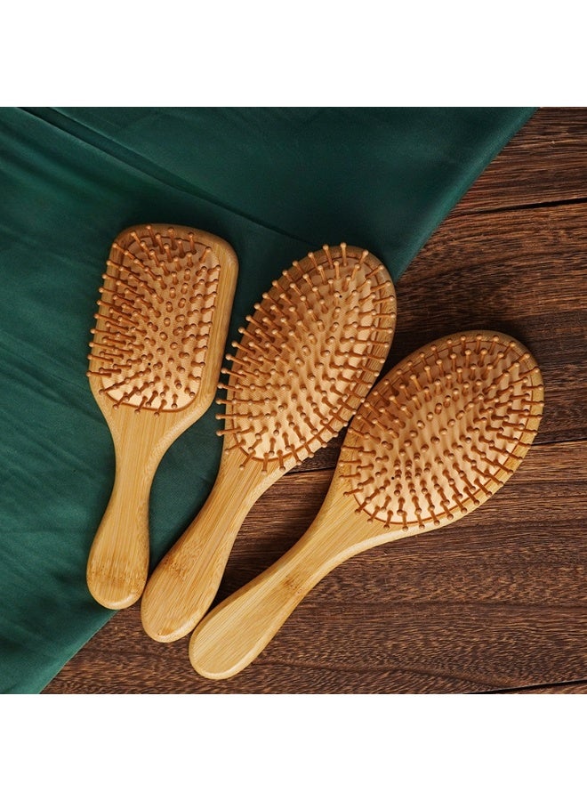 Medium Oval Moso Bamboo Cushion Massage Hair Brush - Image 3