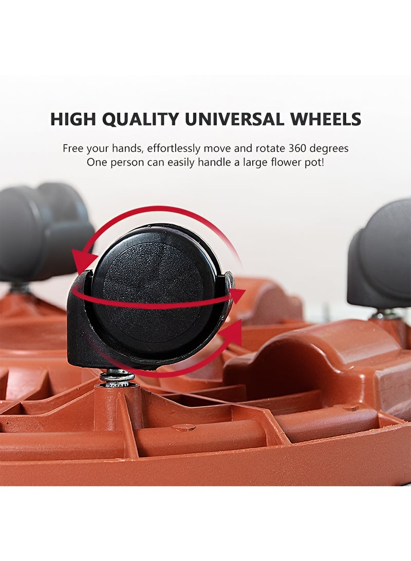 Taimi Plant Stand with Wheels, Heavy-Duty, Thick Round Base for Indoor and Outdoor Use, 31x8cm - Brown - Image 4