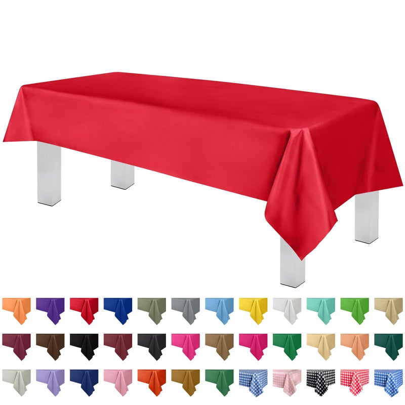 Grandipity 12 Pack Premium Disposable Plastic Tablecloth 54 Inch x 108 Inch Decorative Rectangle Table Cover  Red