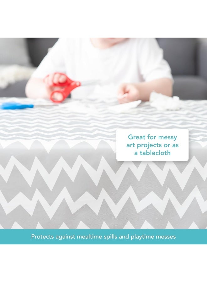 Bumkins Baby Splat Mat for Under High Chair, Babies Toddlers Eating Mess Mat, Waterproof Reusable Cloth for Arts and Crafts, Playtime Mat for Kids, Floors or Tables, Fabric 42inx42in, Gray Chevron - Image 3