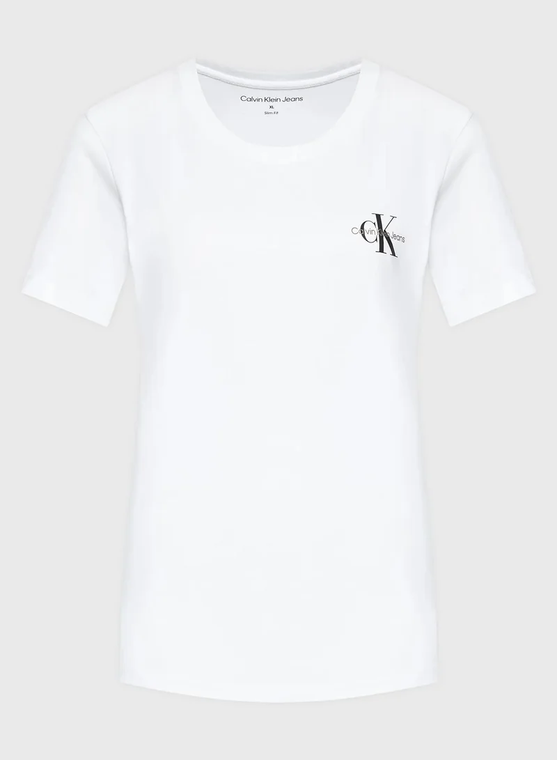 Calvin Klein Jeans Bright White / Bright White 2 Pack Logo T-Shirt for Women | Best Price UAE