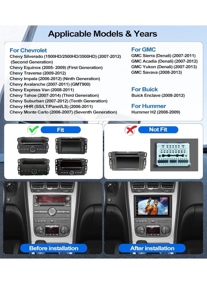 Vierex Car Stereo Radio for Chevrolet Chevy Silverado Tahoe GMC Sierra Yukon, with CarPlay Android Auto Bluetooth GPS Navigation Touch Screen Head Unit, 7 Inch IPS Screen AHD Camera Included (2+32GB 4CORE)  - Image 4