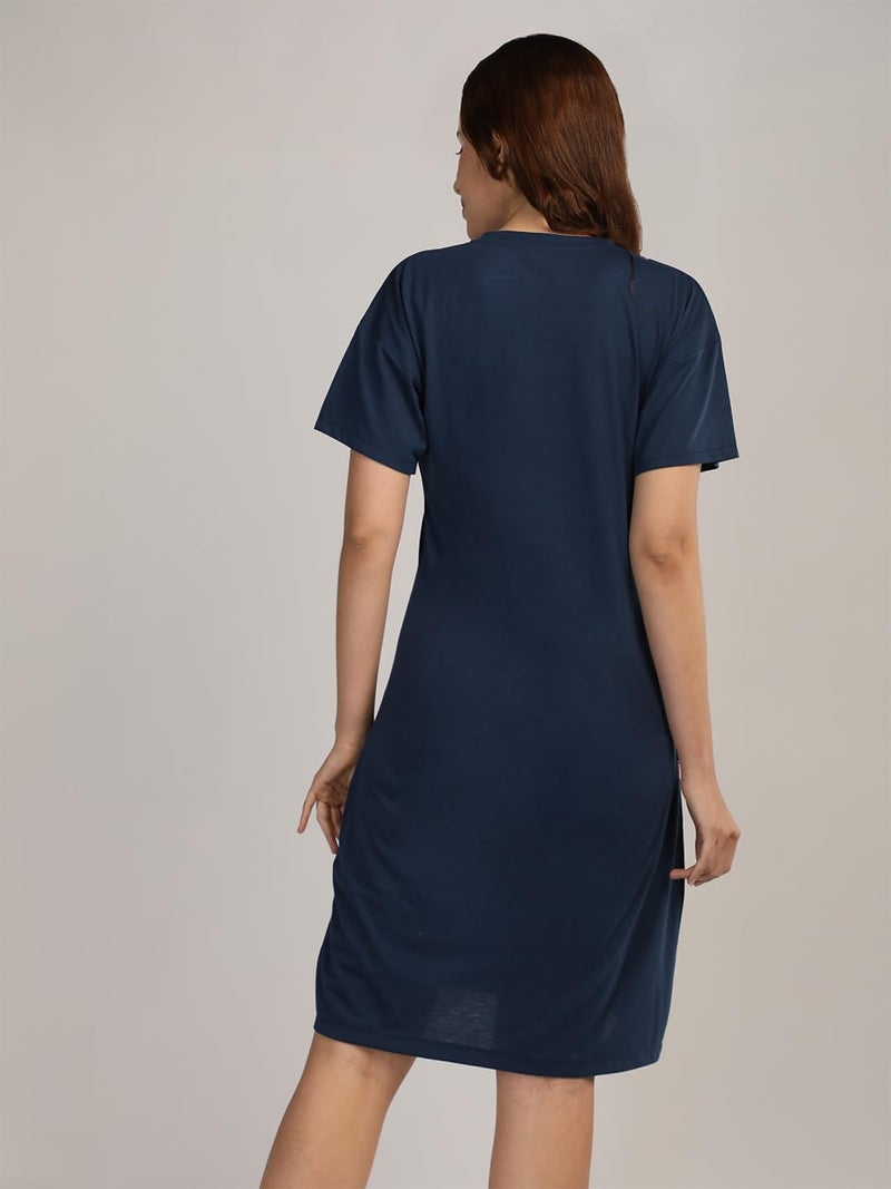 Duchess Cotton Half Sleeve Oversized T-Shirts for Women| Nighty - Loose Fit Tee with Pocket - Image 3