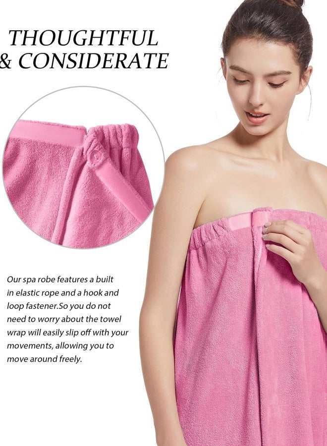 Wubbept Women'S Soft Wrap Towel Full Length,Bath Robe After Shower Female Plush Long,Spa Bathrobes Lightweight With Pockets Rose Red, Rose Red, One size - Image 5