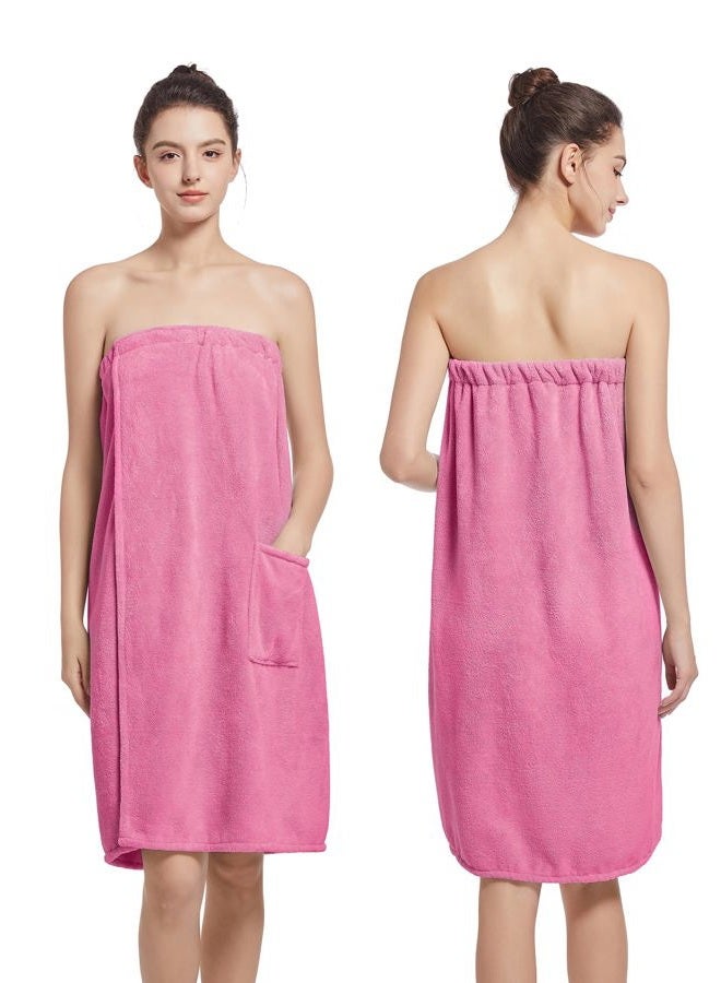 Wubbept Women'S Soft Wrap Towel Full Length,Bath Robe After Shower Female Plush Long,Spa Bathrobes Lightweight With Pockets Rose Red, Rose Red, One size - Image 2