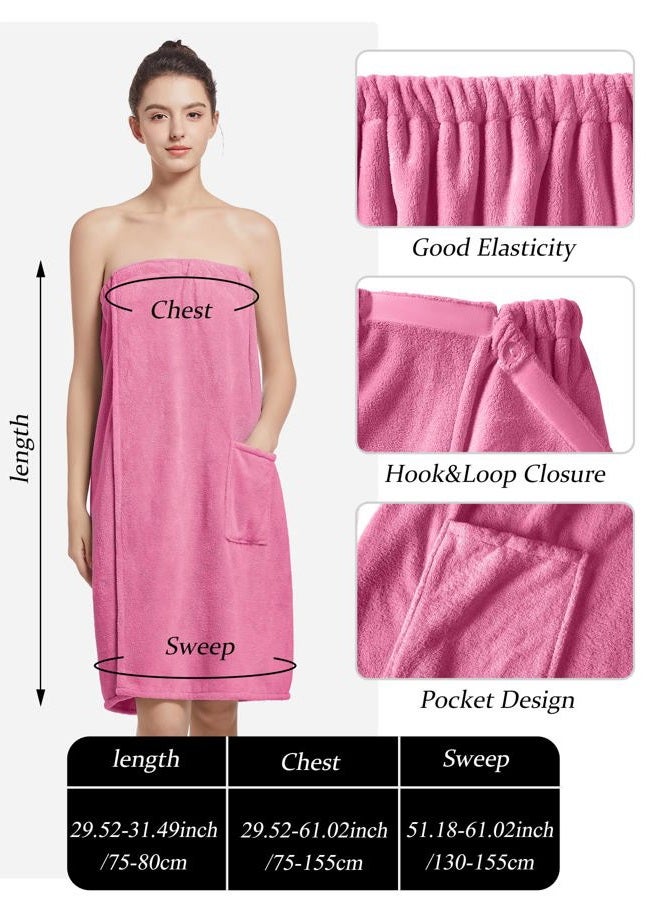 Wubbept Women'S Soft Wrap Towel Full Length,Bath Robe After Shower Female Plush Long,Spa Bathrobes Lightweight With Pockets Rose Red, Rose Red, One size - Image 3